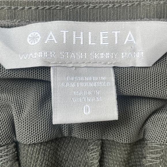 ATHLETA Wander Stash Skinny Pants - Olive Green - Size 0 - Picture 3 of 16